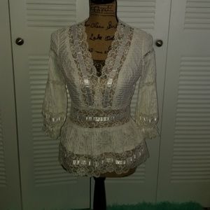 Beautiful detailed white lace blouse